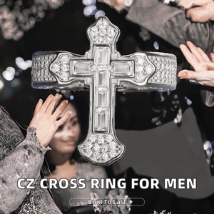 Anillo Rectangular con Cruz de Circonitas para Hombre, Estilo Hip Hop, Chapado en Latón Plateado y Oro Rosa, Joyería de Moda para Fiestas - Product Image 2