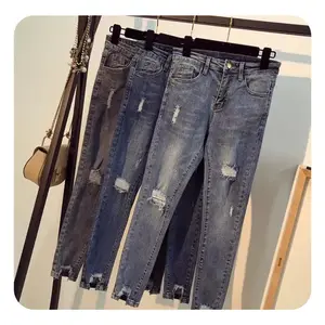 Lässige Hosen Stock Jeans Custom Destroyed Denim Jeans Zerrissene Röhrenjeans Herren Überschuss Stock Lots Clearance Gebrauchte Kleidung - Product Image 1