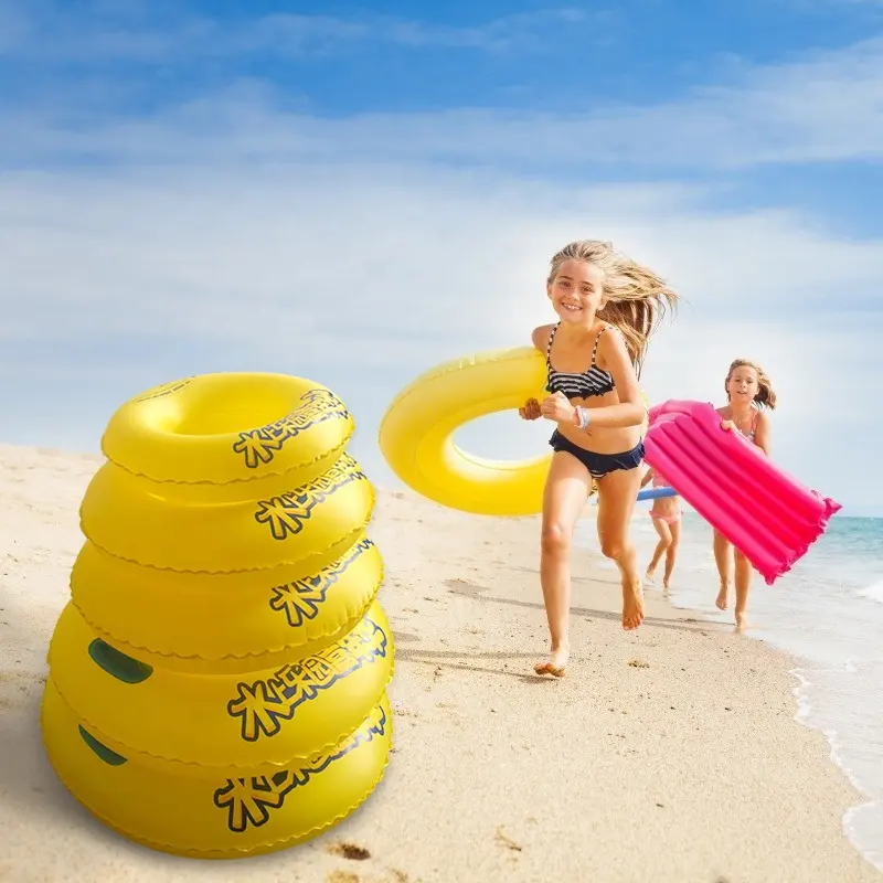 Kunden spezifischer aufblasbarer PVC-Schwimm ring in mehreren Größen mit Griff Wasserpark Hochleistungs-aufblasbarer Flussrohr-Schwimm schwimmer für Kinder