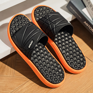 Sandales à plateforme épaisses bicolores jaune kaki avec semelle intérieure massante en nid d'abeille, pantoufles d'intérieur souples en EVA - Product Image 3