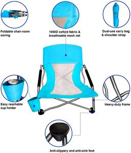 Silla Plegable Ultraligera para Acampar en la Playa, con Portavasos y Bolsa de Transporte - Product Image 3