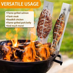 304 Stainless Steel Flame Salmon Fish Board <b>Grill</b> Plate For BBQ Seafood Vegetables Rustproof Kitchen <b>Cooking</b> Tool - Product Image 2