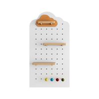 Système d'organisation murale en contreplaqué écologique personnalisé avec étagères et crochets pour le rangement du salon, de la cuisine et de la salle de bain