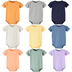 Mamelucos de bebé al por mayor para recién nacidos Mamelucos de algodón de manga corta de <span class=keywords><strong>color</strong></span> sólido Bebé - Product Image 6