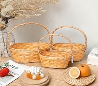 Lot de 3 paniers décoratifs en osier tressé à la main avec poignée pour fruits et cadeaux – Vente en gros