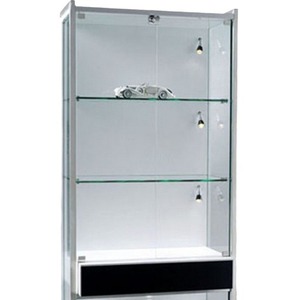 Vitrine moderne en verre avec design incurvé, haute transmission lumineuse, autoportante pour écran d'affichage - Product Image 1