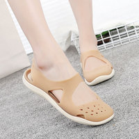 PVC Damen Flache Slingback-Sandalen mit Hohlraumdesign, Rutschfest, Schnelltrocknend, Slip-On für Strand und Pool, Großhandel