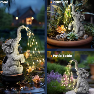 BSCI fábrica Solar al aire libre estatua jardín decoración <span class=keywords><strong>elefante</strong></span> riego luces LED - Product Image 2