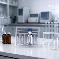 Boîte en plastique PP de haute qualité à 4 compartiments, plateau transparent pour flacons, plateau d'emballage sous blister jetable, vente en gros pour étuis de peptides