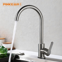 Robinet de cuisine brossé en acier inoxydable, à poser sur comptoir, eau chaude/froide, valve en céramique, monocommande, rotation à 360°