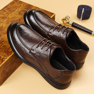 Zapatos Oxford de Cuero para Hombre, Punta Redonda, con Cordones, Negros, de Vestir, Cómodos para Bodas, para Todas las Temporadas, Estilo Sólido, Suela de Goma - Product Image 4