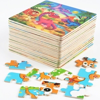 Coffret de puzzles amusants pour enfants, bus, cochon, flamant rose, pieuvre, dessins animés, en bois, découpés au laser, non toxiques, finition mate, boîte cadeau, fabrication OEM, personnalisable