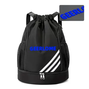 Vente en gros de sacs à dos à cordon en polyester et nylon avec logo personnalisé, sacs promotionnels pour la randonnée, le sport, la salle de sport et le yoga