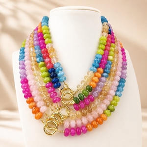 Collana da Donna alla <span class=keywords><strong>Moda</strong></span> <span class=keywords><strong>con</strong></span> Perline Abacus 5*8mm, Chiusura in Oro, Gioiello <span class=keywords><strong>con</strong></span> Pietre Colorate, Perle di Cristallo Naturale, Collana Girocollo 18'' - Product Image 2