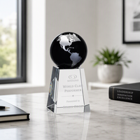 Trophée globe terrestre en cristal K9 personnalisé, base facettée personnalisée, cadeau de reconnaissance d'entreprise en gros