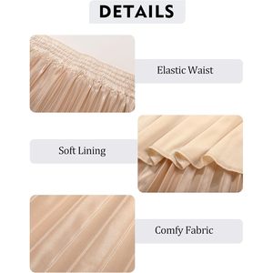 Jupe plissée mi-longue FOXA pour femme, taille haute, coupe trapèze, taille élastique, légère, décontractée, élégante, pour l'été et le travail - Product Image 6