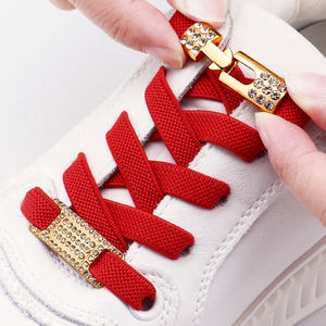 Silver Glitter Elastic Shoe Laces com Diamond Buckle No Tie Flat Sneakers <span class=keywords><strong>para</strong></span> Tennis Lazy Laces <span class=keywords><strong>para</strong></span> Homens e Mulheres - Product Image 2