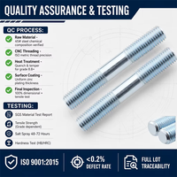 Carbon Steel Zinc Plated Metric Double End Threaded Stud DIN 975 Full Thread Stud Bolt for Flange Pipe Hardware
