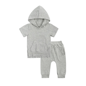 Ensemble deux pièces pour enfants, garçons et filles, haut à manches courtes à capuche et pantalon décontracté, nouvelle collection été 2022 - Product Image 5