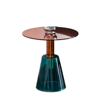 Mesa de Centro Redonda de Vidrio Moderna, Lujosa, Roja y Verde, para Gimnasio, Bar, Sofá, Decoración, Mueble Auxiliar, Personalizada, de Diseño
