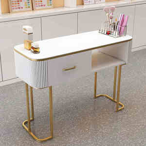 <span class=keywords><strong>Table</strong></span> à ongles style crème blanche multifonctionnelle en verre pour une personne, ensemble complet, luxe léger, <span class=keywords><strong>table</strong></span> à ongles minimaliste pour la maison - Product Image 5