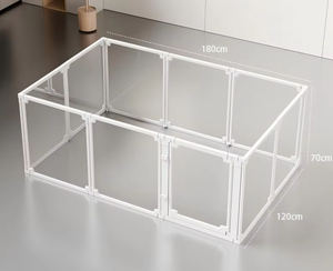Clôture pour animaux de compagnie <span class=keywords><strong>portable</strong></span> en acrylique transparent à 4-12 panneaux, clôture pliable pour chien d'intérieur - Product Image 3