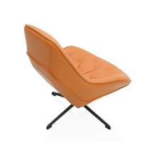 Fauteuil de salon confortable et relaxant, design minimaliste moderne, pieds en acier carbone, tissu en cuir brun, fauteuil d'appoint pour hôtel