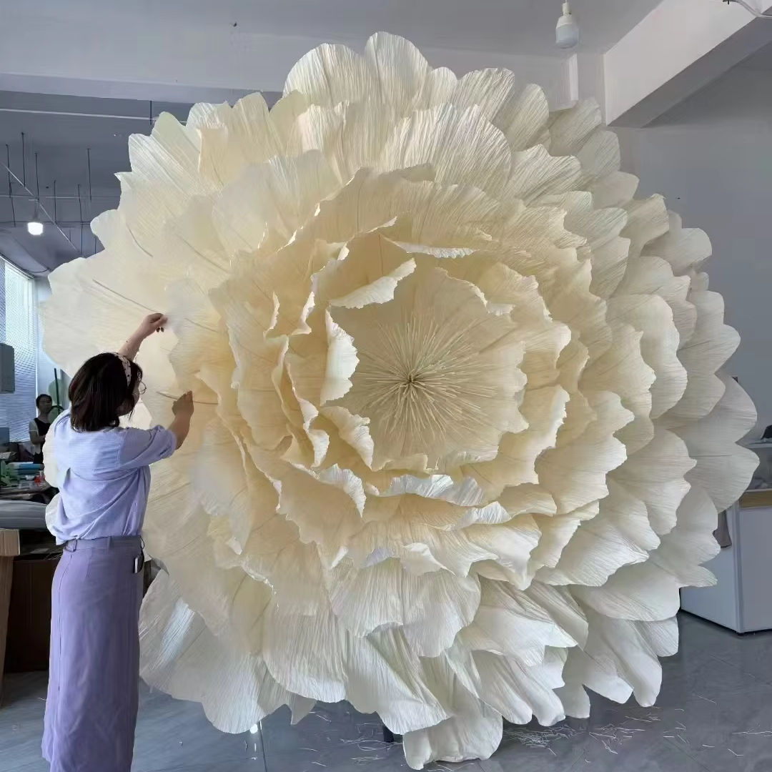 3M White/Pink Artificial Giant Flowers for Interior Decor Shopping Mall  Wedding Paper Organza Flower Display for Mother's Day