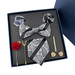 Mới Thời Trang Tie Cho Nam Giới Bowtie Thiết Kế Hanky Cufflinks Ve Áo Pin Tie Clip Set Trong Đẹp Hộp Quà Tặng Đóng Gói Mens Quan hệ Hộp Set - Product Image 4
