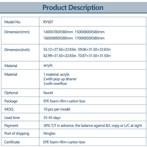 Baignoire autoportante de trempage profonde de luxe moderne RY-507 avec le <span class=keywords><strong>sauna</strong></span> infrarouge extérieur approuvé de CE/cUPC - Product Image 6