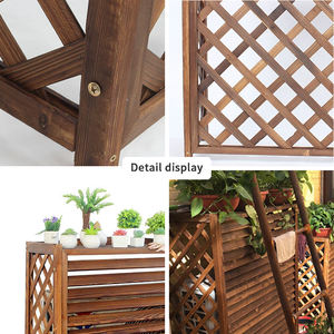 Cubierta decorativa para radiador de jardín carbonizada de pino de alta calidad, estante de almacenamiento para exhibición de balcón, cubierta de madera para aire acondicionado - Product Image 5