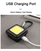 Senter Gantungan Kunci LED COB Mini Lampu Kerja Magnetik USB Dapat Diisi Ulang Lampu Perbaikan Darurat Multifungsi Portabel untuk Luar Ruangan