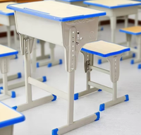 Ensemble de bureau et tabouret d'école réglables avec plateau en bois, panneau latéral moulé, table d'étude avec boîte à livres, mobilier étudiant robuste