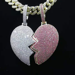 Colgante de latón con forma de corazón para hombre y mujer, joyería de lujo, gran tamaño, estilo Hip Hop, 1 unidad - Product Image 4