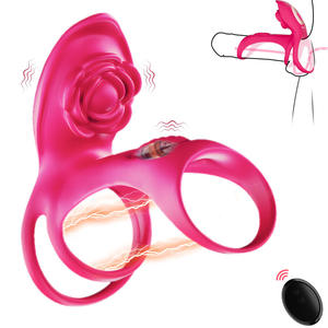 Anneau vibrant en silicone à trois sections en forme de rose avec télécommande par application, design unisexe et étanche - Product Image 5