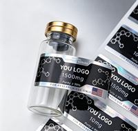 Autocollants en vinyle holographique personnalisés, étiquettes adhésives imperméables pour mini-bouteilles et usage en laboratoire, faible MOQ, forme découpée