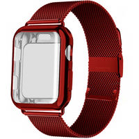 Bracelet milanais en acier inoxydable + boucle de boîtier pour Apple watch