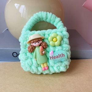 Sac pour écouteurs Popcorn Girl inspiré de l'art déco fait à la main au crochet Ins Niche Design Creative Couple Wallet - Product Image 4
