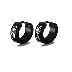 Juego de pendientes de aro de acero inoxidable, aretes y anillos negros unisex para fiesta, joyería de moda, piercing, forma de cruz, circular, triangular - Product Image 4