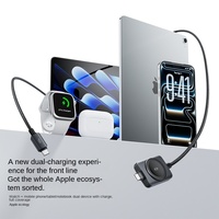 Câble de charge 2-en-1 BASEMO 100W Type-C pour iPhone/iPad/MacBook, chargeur magnétique pour montre, nylon tressé, transfert de données 480 Mbps