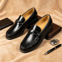 Mocassins en cuir pour hommes de haute qualité, à semelle épaisse, faits à la main en cuir véritable, à enfiler, pour tenue habillée ou décontractée