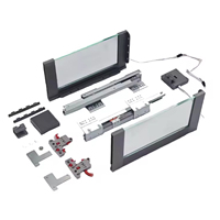 Glissière de tiroir en verre à fermeture douce avec lumière LED pour armoires de cuisine, extension complète, compatible avec le marbre/l'acrylique/le stratifié