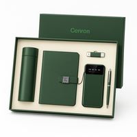 Juego de Regalo de Oficina de Cuero CL Deluxe, Botella Térmica, Cuaderno A5, Bolígrafo Metálico, USB y Cargador, para Apreciación al Cliente