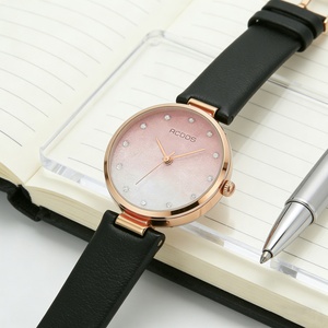 Reloj de cuarzo de aleación de moda deportiva para mujer, con esfera rosa degradada simple, puntero de cristal y diamantes, regalo de cumpleaños - Product Image 5