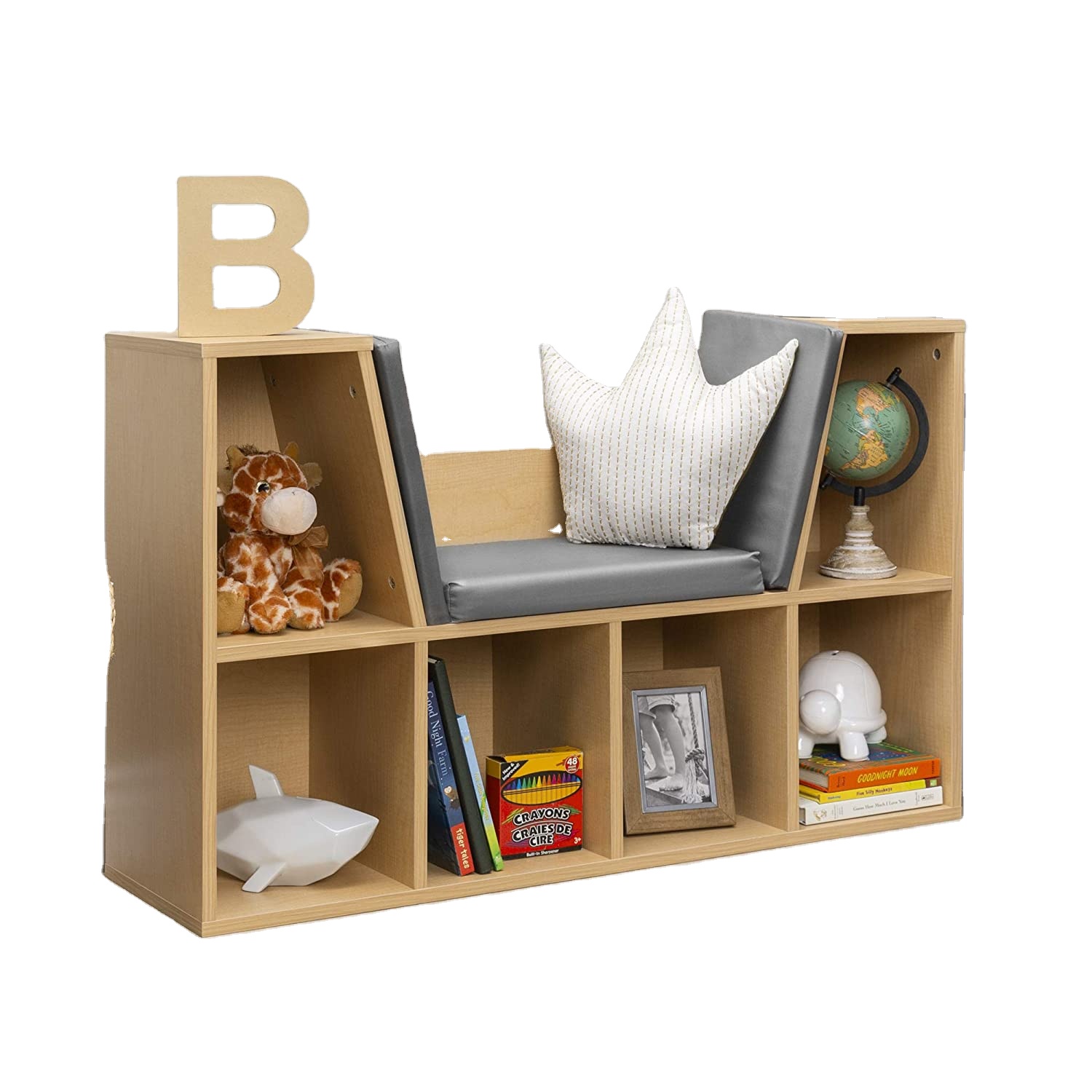 Combohome детская спальня Многофункциональный 6-Cubby органайзер для хранения подушечка скамейка для чтения детский книжный шкаф