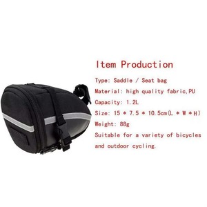 Bolsa Impermeable para Bicicleta de Fábrica BSCI, Bolsa Trasera para Asiento, Bolsa de Sillín de PU para Ciclismo, Bolsa de Herramientas con Franjas Reflectantes - Product Image 4