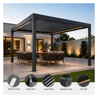 Pérgola Bioclimática Moderna para Patio Exterior, Motorizada, con Sensor de Lluvia, Gazebo para Jardín