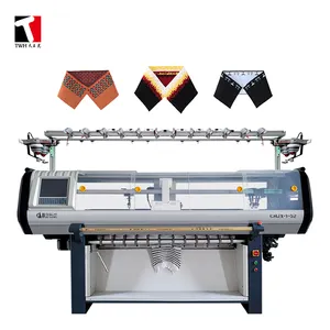 Preço de fábrica Sing System Totalmente Automático Jacquard 12/14/16/18G Collar Knitting Machine para Polo T-shirt Collar