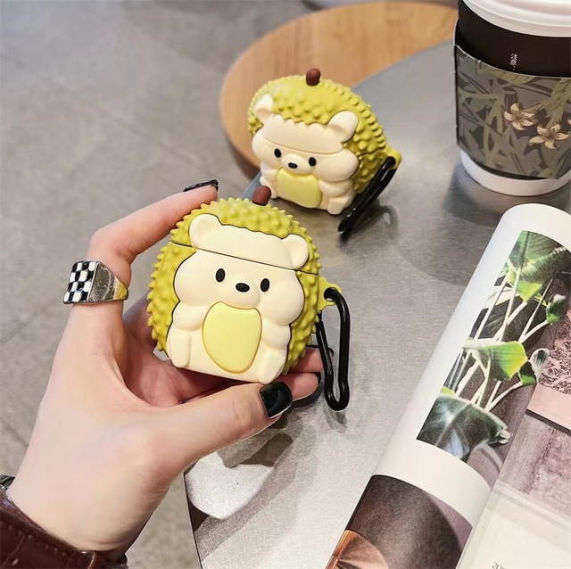 Hedgehog Durian Headphone Case Cute Animal Protective Case Silicone Earphone Case for Airpods 1 2 3 4 Pro 2
