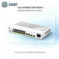 Commutateur Gigabit Cisco C9200CX-12P-2XGH-A, taux de routage max. 50,59 Mpps, PoE 240W, 4096 VLAN, 12 ports PoE Plus, 2 ports SFP Plus 10G Uplink